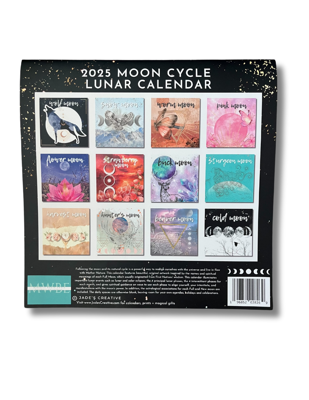 2025 Full Moon Lunar Wall Calendar Back