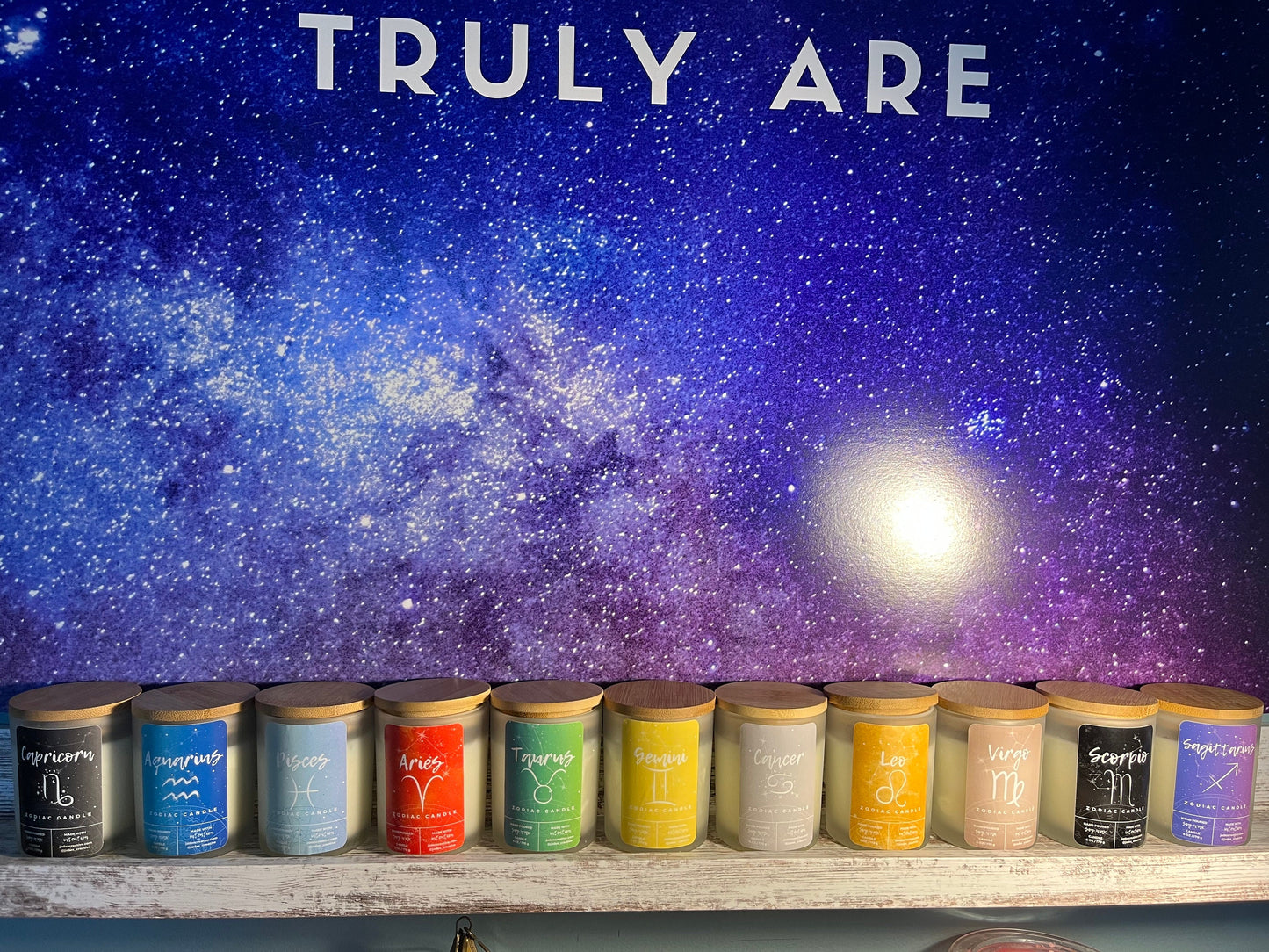 Zodiac Astrology Soy Wax Candle Infused with Crystals and Herbs