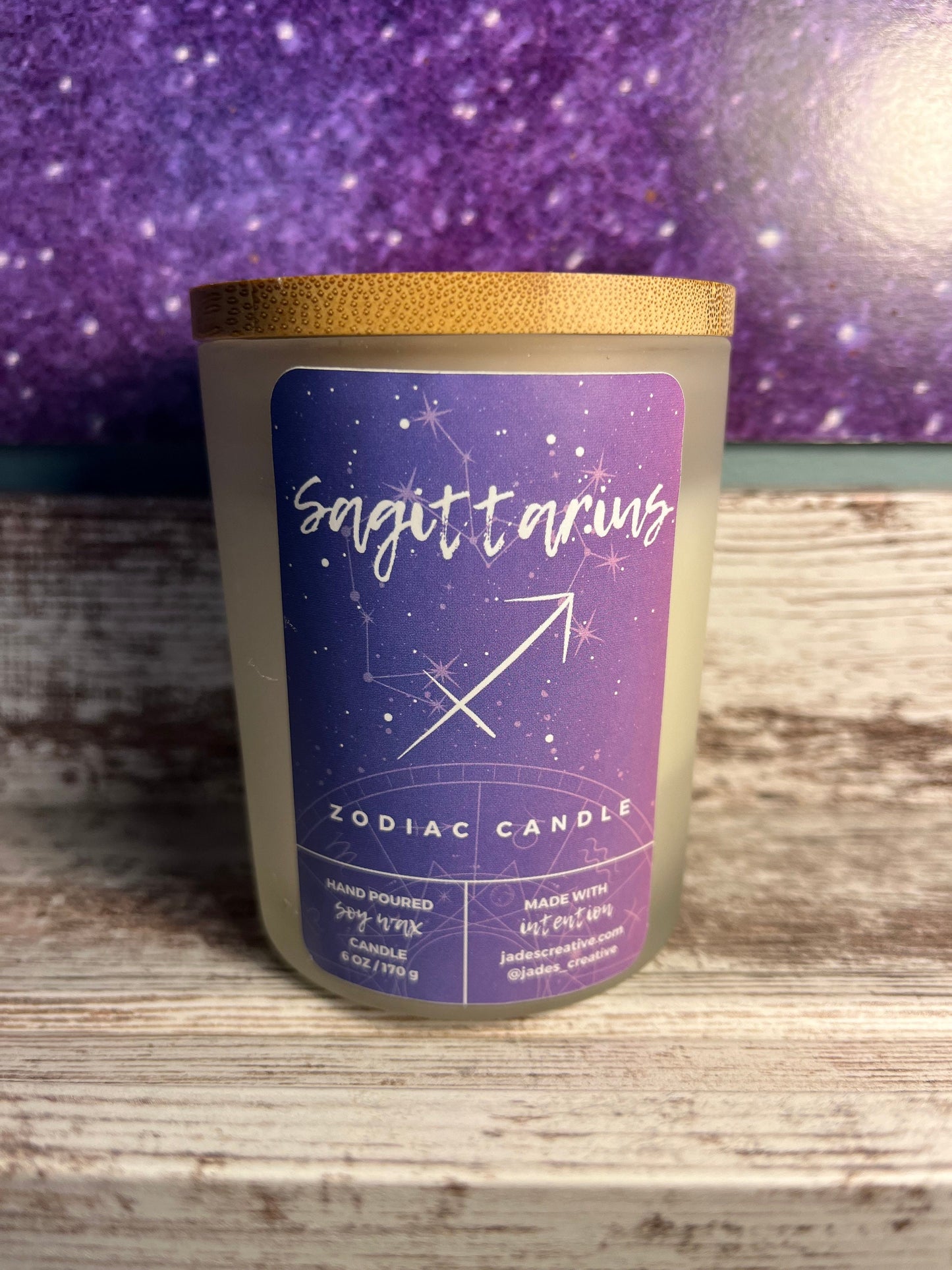 Zodiac Astrology Soy Wax Candle Infused with Crystals and Herbs