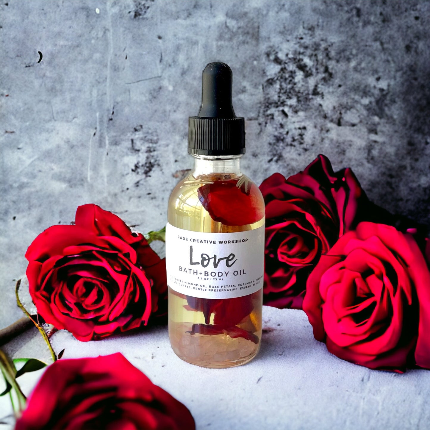 Love Body Oil, All Natural Bath and Body Oil, Crystal and Herbal Infused