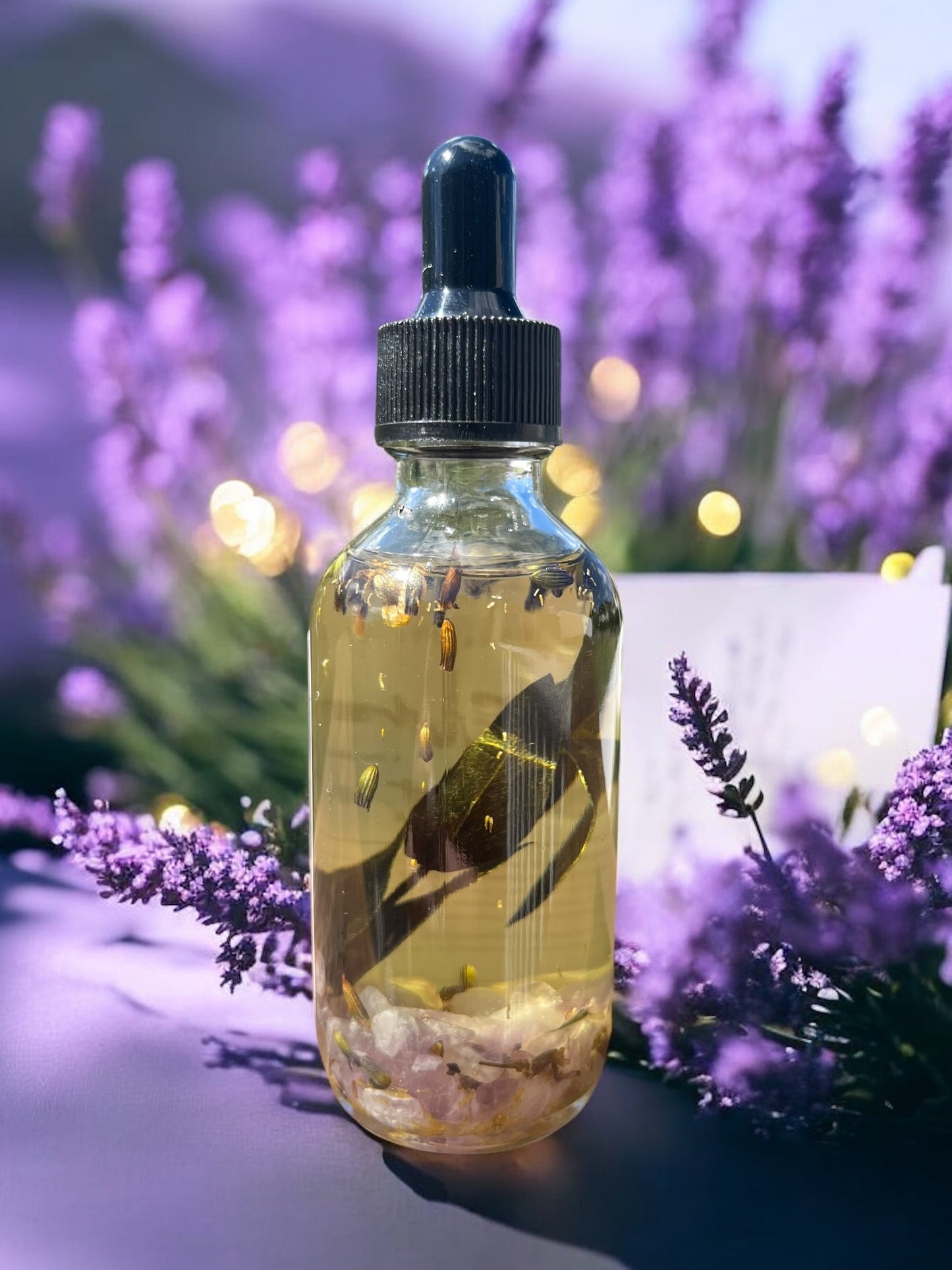 Anxiety Relief Body Oil, Calming All Natural Bath + Body Oil, Crystal and Herbal Infused Bath Oil